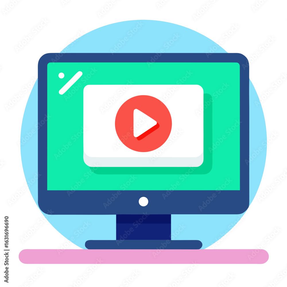 Aufkleber computer screen displaying a play button icon for watching online videos or digital content