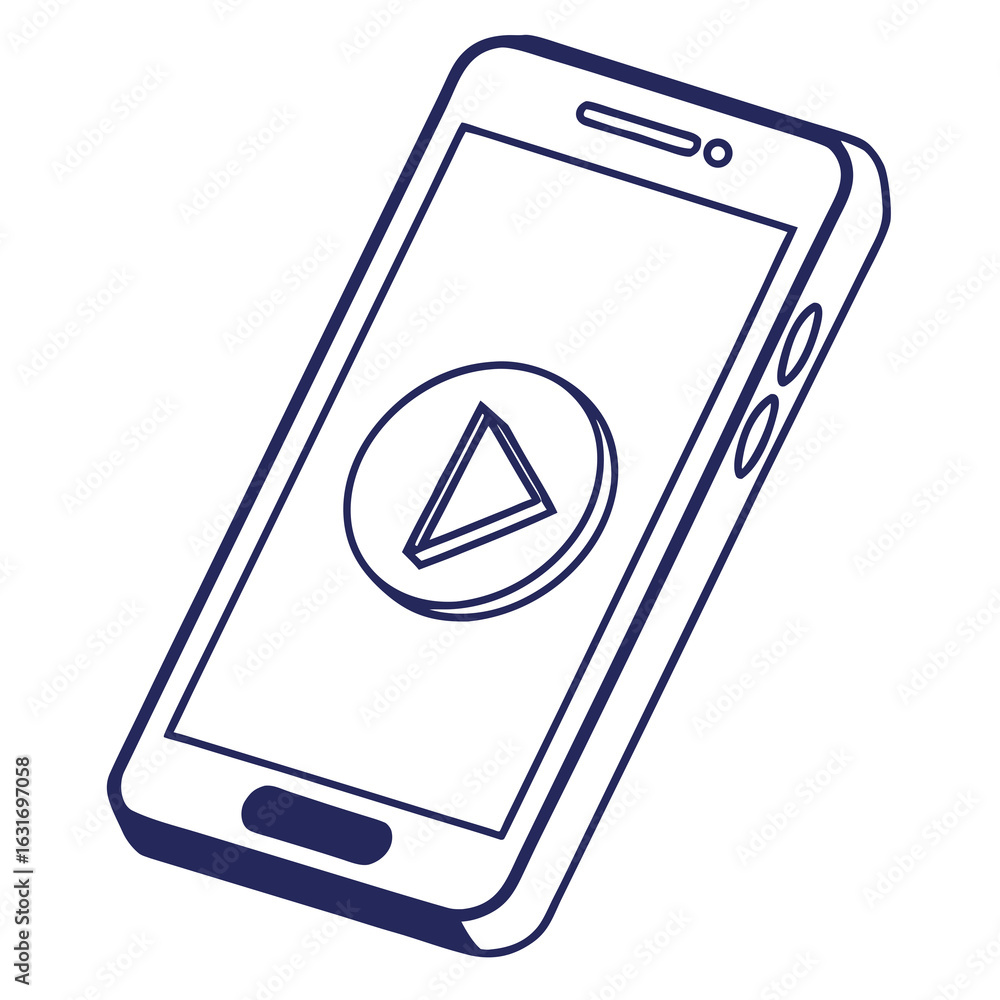 Aufkleber smartphone with a prominent play button icon displayed on its screen symbolizing media playback