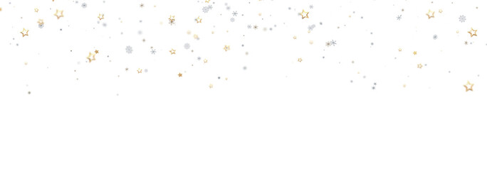 Beautiful winter background with gold and silver stars and snowflakes. Perfect for holidays!