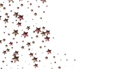 Beautiful image of rose gold stars scattered on a white background. Perfect for backgrounds, cards, and more!