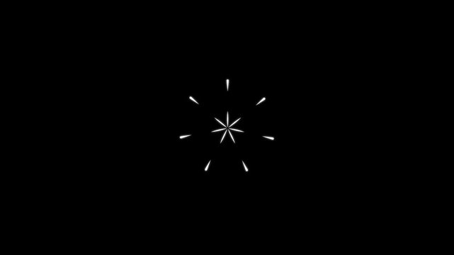Blast circle, blast line, cartoon, flat, vector, doodles style firework blinking. Event, Aword, marriage day, birth day animation with a light effect on a black background, 4k video.