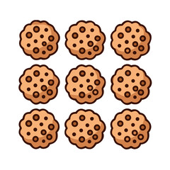A grid of nine delicious chocolate chip cookies on a black background