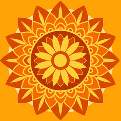 Intricate golden orange mandala pattern with a vibrant gradient perfect for decorative backgrounds and spiritual designs