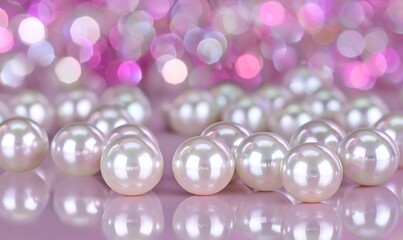 Lustrous pearls with bokeh background for jewelry and fashion concepts