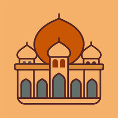 Minimalist illustration of people performing jummah prayers in a clean modern mosque symbolizing community and faith