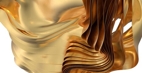 High-resolution image of an abstract golden metal sculpture. Perfect for luxury, art, and design projects.