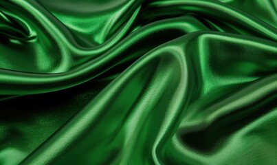 Obraz premium Luxurious emerald green silk fabric background with smooth waves and drapes