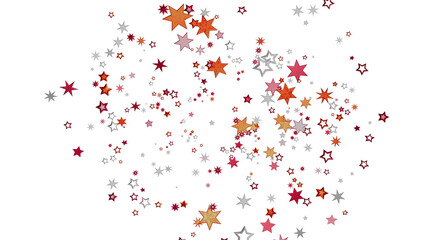 Beautiful celebratory background with red, orange and silver stars. Perfect for holidays or celebrations.