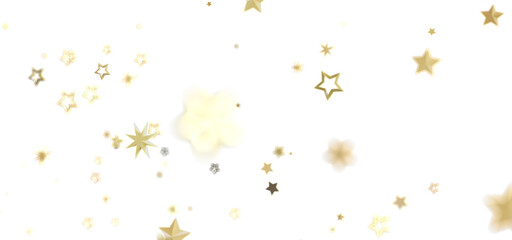 Beautiful image of gold stars falling on white. Perfect for holiday or celebration designs.
