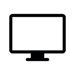 Illustration of a desktop computer monitor with a black frame and stand on a white background view