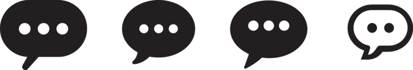 Fototapeta premium Chat bubble with three dots, messaging icon, minimalist black and white.
