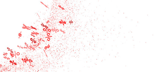 Abstract background with red percentage symbols exploding. Perfect for sales, discounts, and marketing.