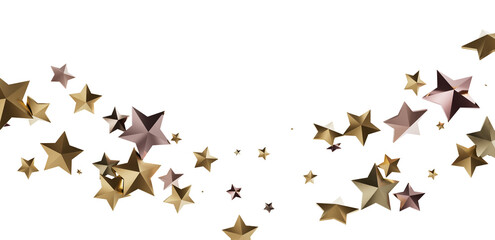 Beautiful image of gold and rose gold stars on white. Perfect for holidays or celebrations.