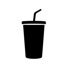 iced coffee cup vector icon, drink cup icon with straw, simple beverage cup symbol vector illustration
