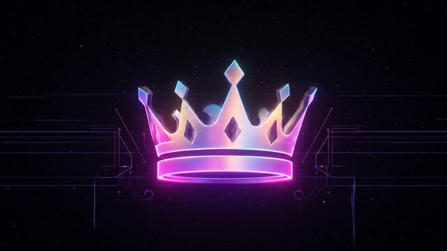 A vibrant neon crown glowing in a dark, starry atmosphere.