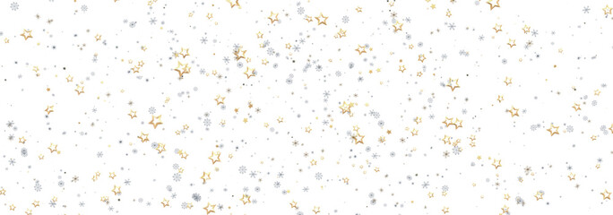 Sparkling gold and silver stars on white. Perfect for holidays, celebrations, and winter designs.