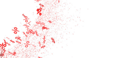 Naklejka premium Abstract background with red percentage symbols exploding. Perfect for sales, discounts, and promotions.
