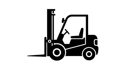 Forklift Side View Glyph Icon Vector Black