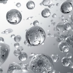 Abstract Macro Water Bubbles Background Floating Transparent Spheres Motion Liquid Droplets