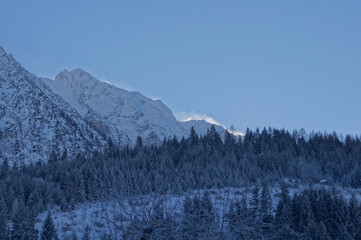 Grimming Mountain in Styria, Austria: Snowy Alpine Landscape with Coniferous Forest