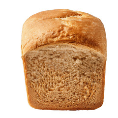 Golden Brown Loaf of Wheat Bread Sliced with Rustic Crust and Transparent Background