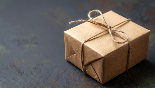 Small Kraft Paper Gift Box Tied with Twine present