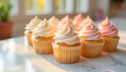 cupcakes with cream and candles