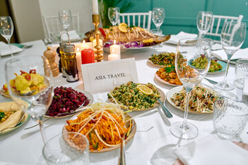 A Vibrant Spread of Asian Cuisine Showcasing Varied Dishes, Colors, and Flavors Perfect for Inspiring a Culinary Adventure Across the Continent