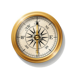 Vintage compass isolated on white background is a navigation instrument
