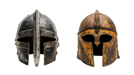 A metal sculpture mask, isolated on white background as a transparent PNG, featuring intricate details, artistic design, and metallic texture.