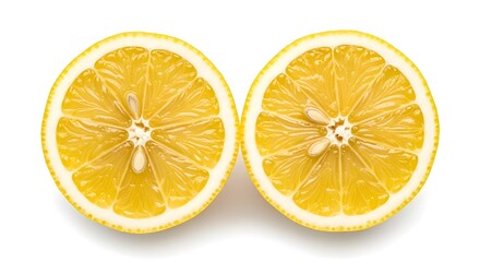 slice of lemon  Isolated on White Background, Top-Down Close-Up with Vibrant Color