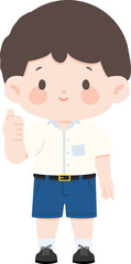 Fototapeta premium Cartoon Illustration of School Boy Giving Thumbs Up