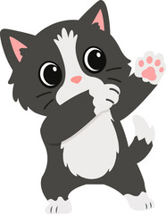 Cartoon Illustration of a Gray Cat Dabbing