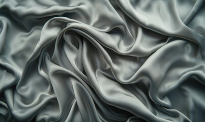 Fototapeta premium Soft muted green silk fabric with wavy textures and elegant drapes