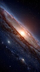 Fototapeta premium Spiral galaxy edge, vibrant colors, cosmic dust