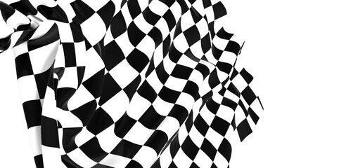  Image of motor racing black and white checkered finish flag waving