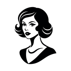 Elegant Classy Lady Face Silhouette with Refined Details silhouette Art Vector illustration