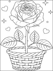  This design is perfect for coloring activities or as a decorative element, highlighting the beauty of nature and love.