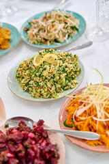 A Colorful Array of Delicious Salads Showcasing Fresh Ingredients and Vibrant Flavors Perfect for a Healthy Dining Experience