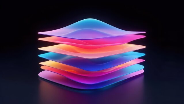 Abstract layered shapes in vibrant colors