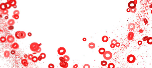 Red rings floating on white background. Perfect for presentations, websites, and more.