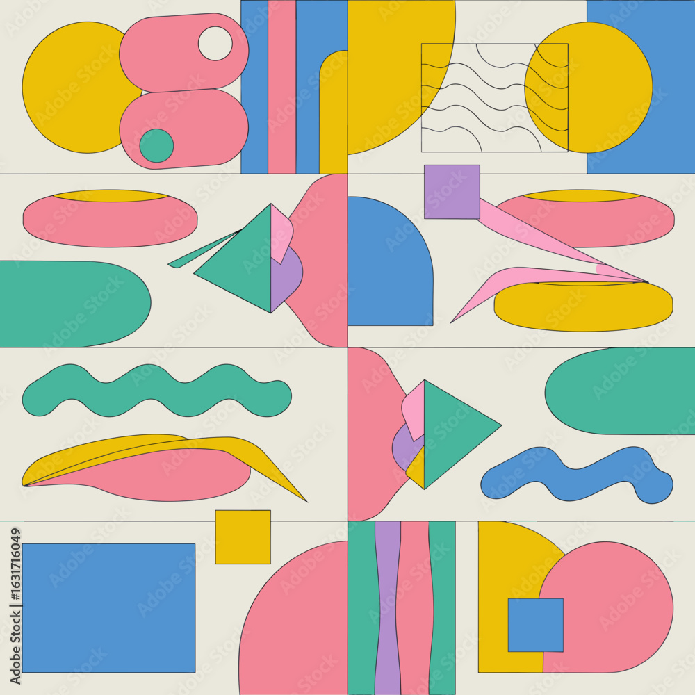 Poster duotone abstract geometric shapes on white background – suitable for minimalist branding, creative b