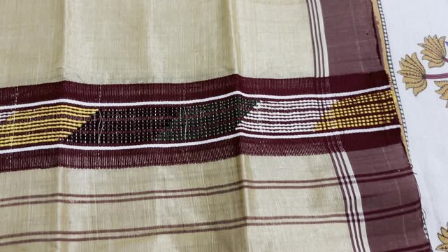 Assamese Muga silk sador,muga silk cloth,Assamese cloth for women,This muga reha sador used women Bihu dance .