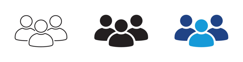 people group icons in outline and silhouette style , Team people. User profile symbol. vector illustration .