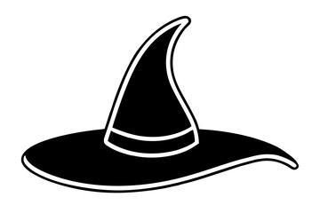 Witch Hat vector silhouette illustration isolated on white background
