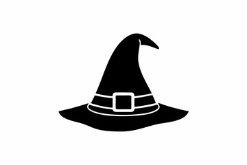 Witch Hat vector silhouette illustration isolated on white background