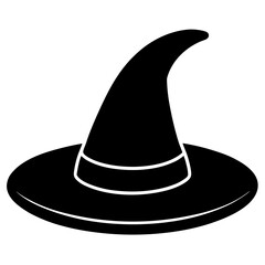 Witch Hat vector silhouette illustration isolated on white background