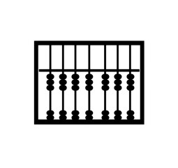 Abacus icon. Simple vector illustration of a black and white abacus. Mathematical tool, counting device, education concept. Monochrome icon isolated on a white background.