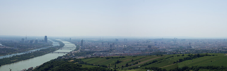 Scenic Summer View from Leopoldsberg over Vienna and the Danube River