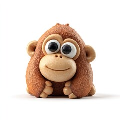 Fototapeta premium Orangutan Forest Smart Climb Cute Kawaii 3D Render Object 